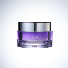 ORISIA MacaLift front packaging showing 50ml jar and label, clear daily moisturizer benefit