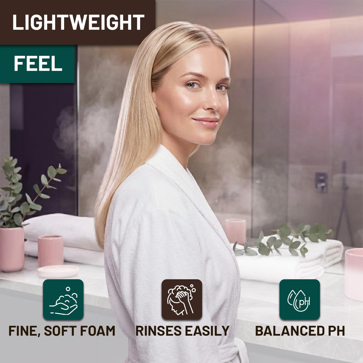 ORISO being applied in shower on arm to show smoothing and cleansing benefit