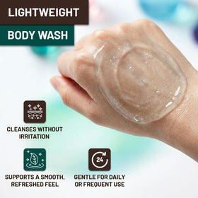 ORISO bottle on bathroom shelf in neutral setting suggesting daily routine ease