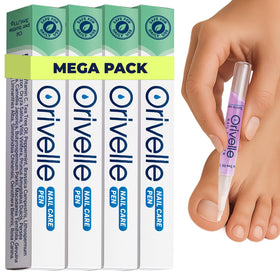 Orivelle front packaging displaying four pens and product benefits
