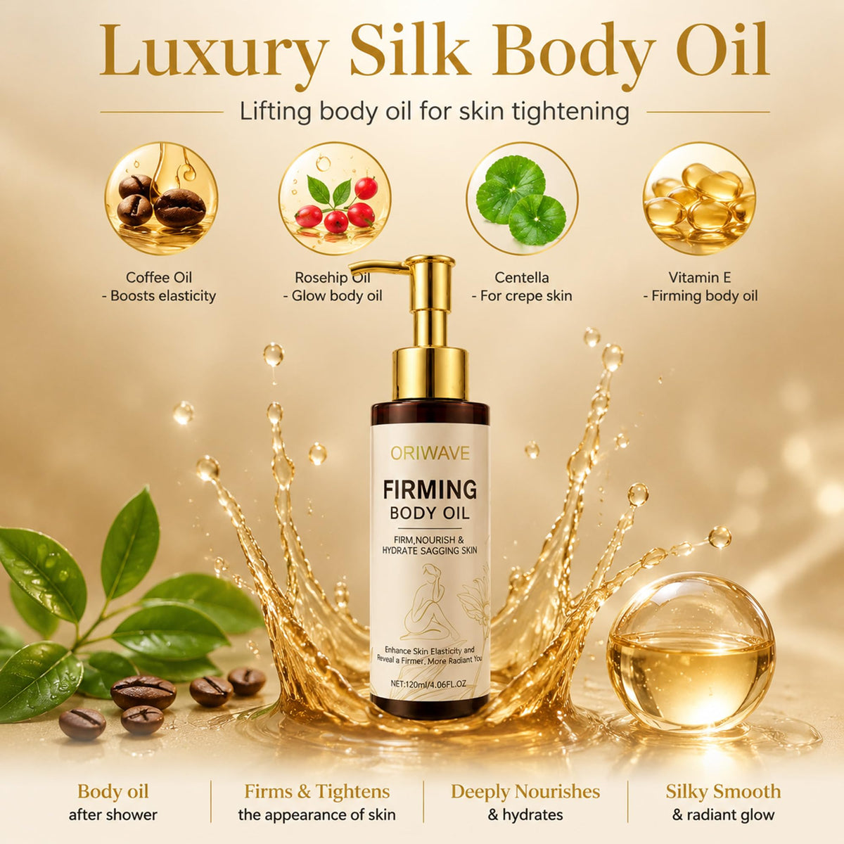 ORIWA VE applied to damp skin after shower showing quick-lock hydration benefit