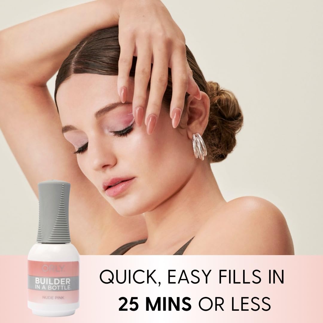 Orly Builder in a Bottle nude pink brush application demonstrating easy sculpting control and coverage