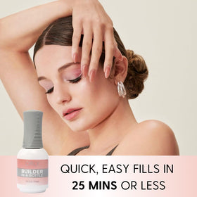 Orly Builder in a Bottle nude pink brush application demonstrating easy sculpting control and coverage