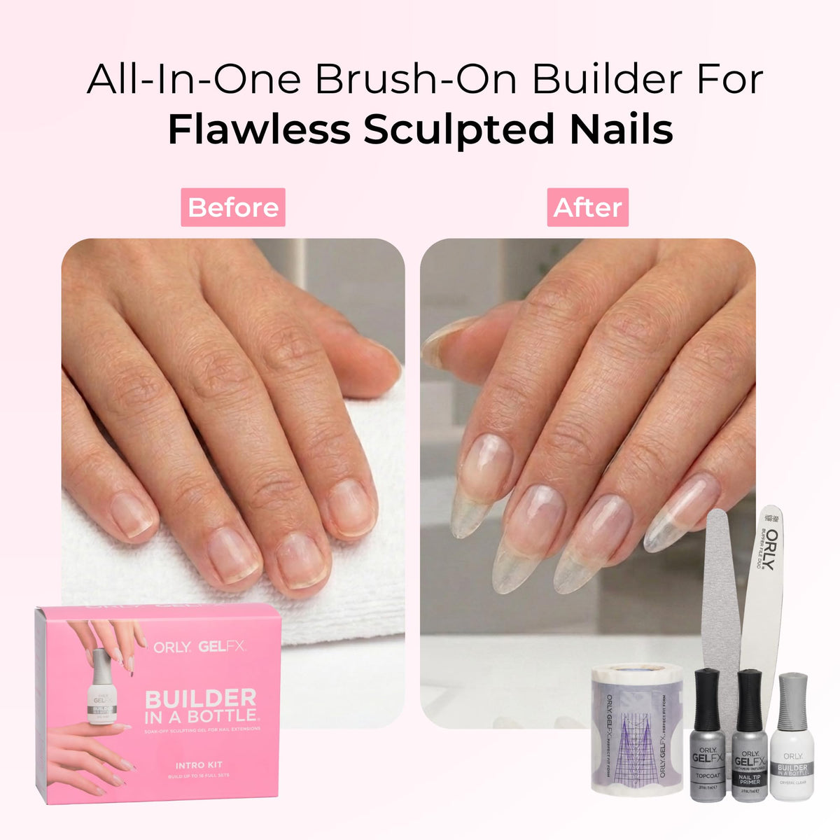 Orly GelFX application on nail with brush demonstrating easy shaping