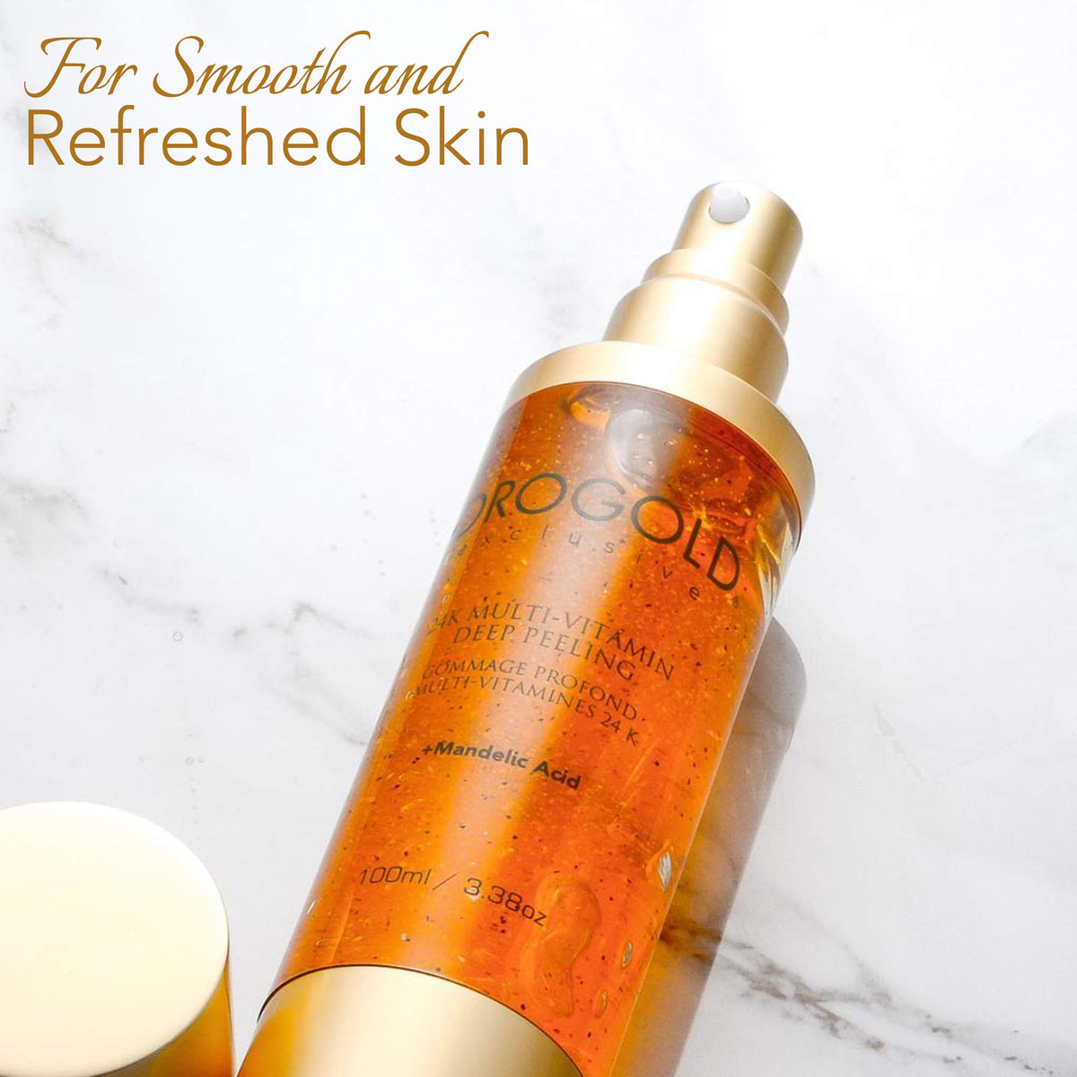 OROGOLD 24K peeling staged on bathroom counter within an evening skincare routine