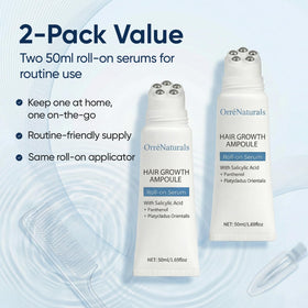 ORRÉNATURALS applying roll-on to scalp demonstrating targeted root delivery benefit