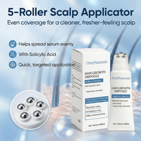 ORRÉNATURALS five-roller applicator close-up demonstrating precise scalp delivery and control