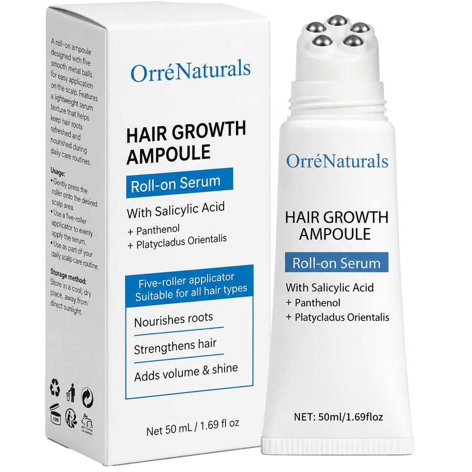 ORRÉNATURALS front packaging showing product and benefits for cleaner scalp