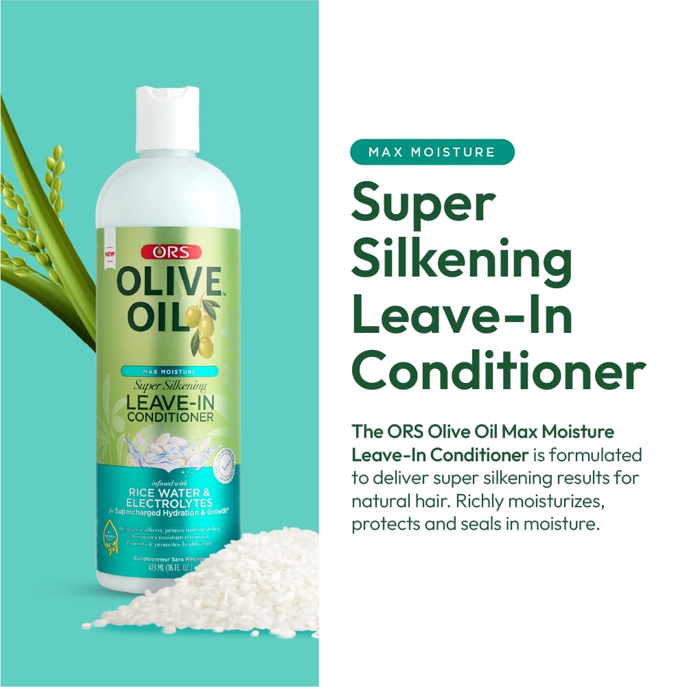 ORS label close-up highlighting rice water and olive oil benefits