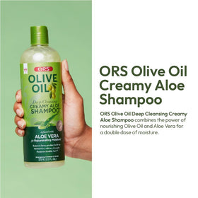 ORS creamy aloe shampoo pouring texture demonstrating slip