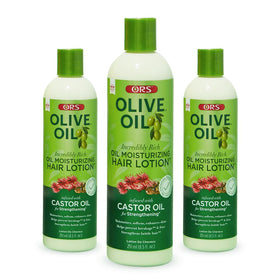 ORS olive oil front packaging showing bottle and benefits