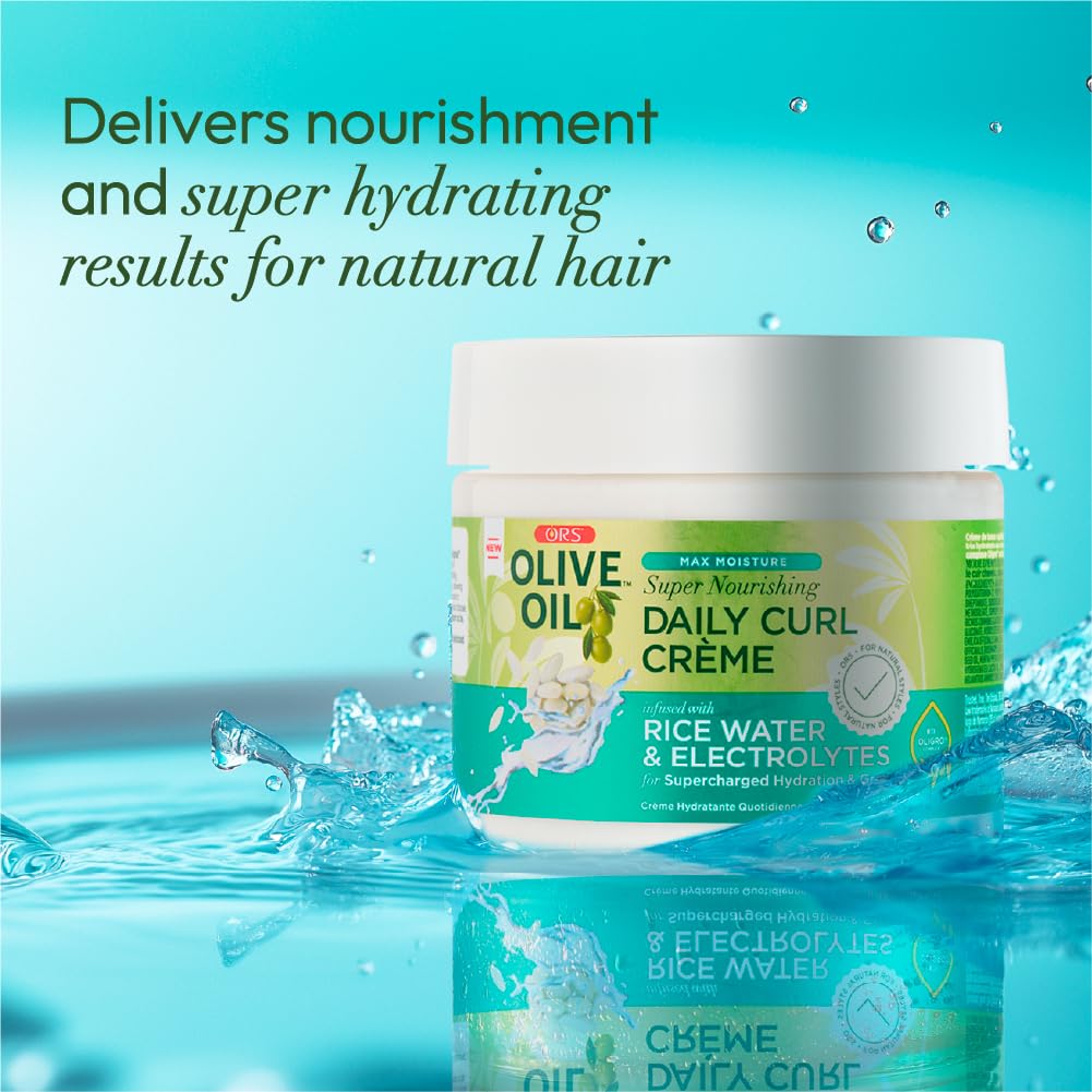 ORS on curly hair demonstrating defined hydrated curls