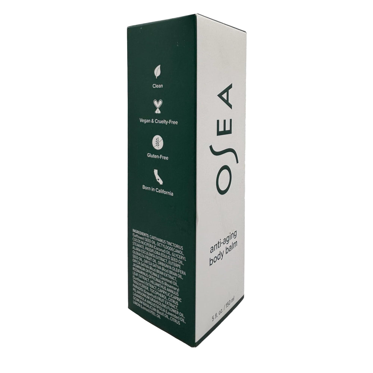 OSEA balm on bathroom shelf styled for daily clean-beauty routine