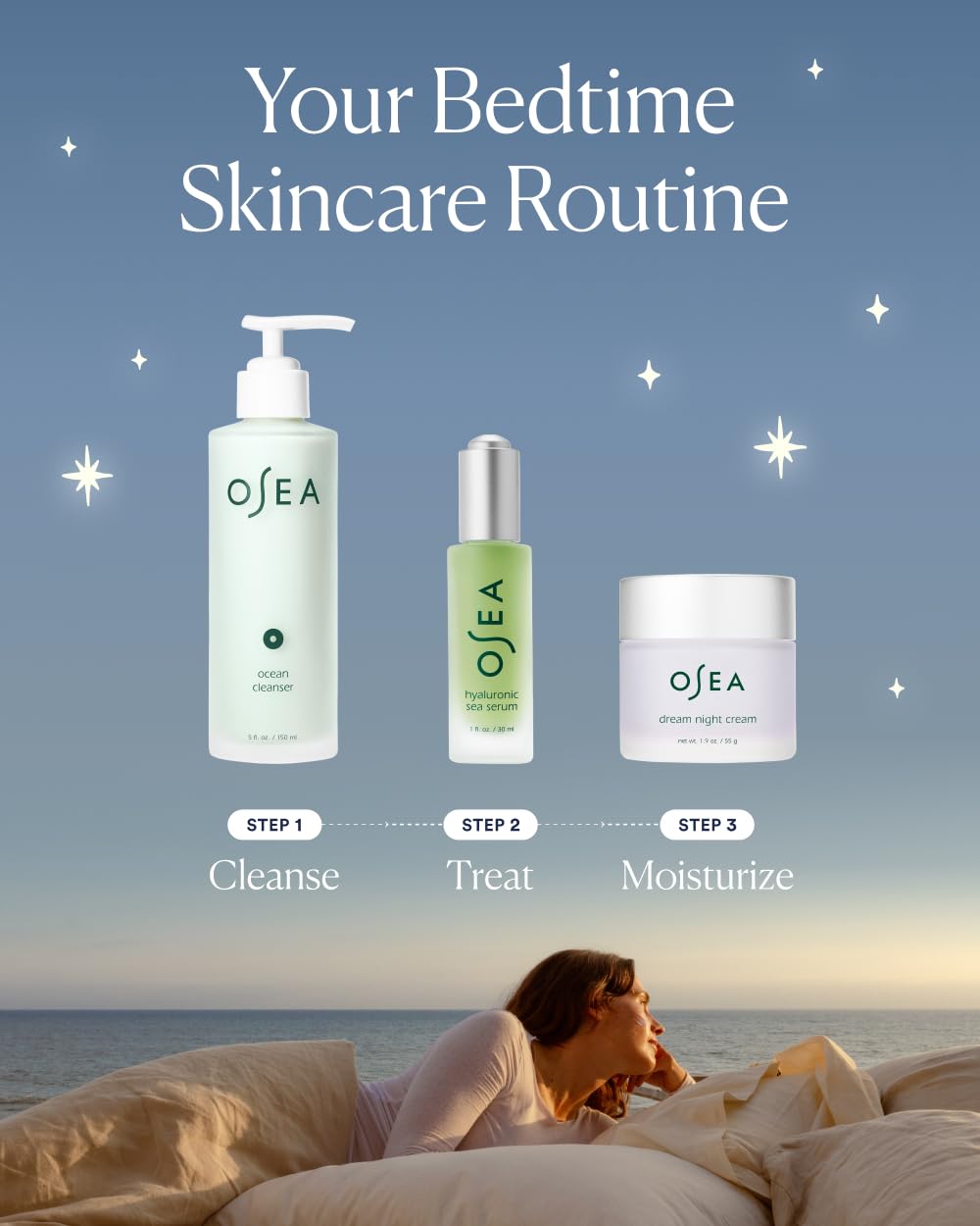 OSEA jar on bathroom counter illustrating nightly skincare ritual