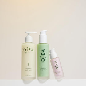 OSEA hyaluronic body serum pump detail highlighting fast absorption