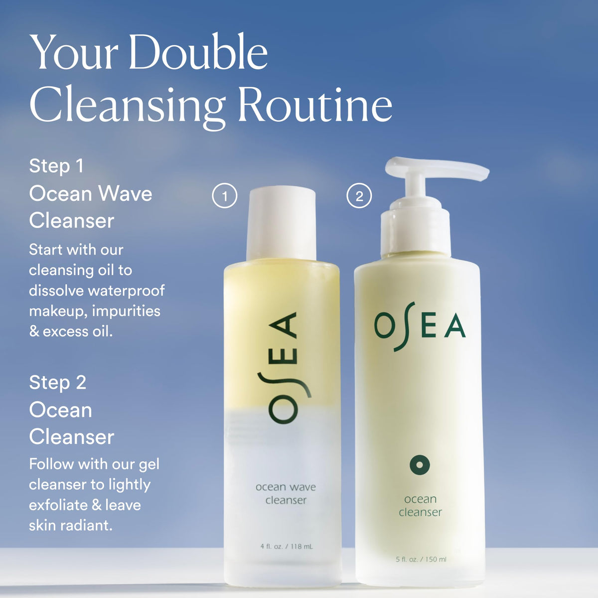 OSEA on a bathroom shelf in a lifestyle setting for refreshing daily ritual