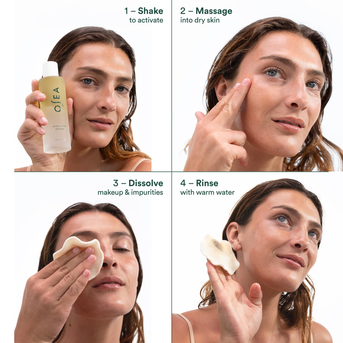 OSEA used with a foaming cleanser in a double‑cleanse routine for thorough cleaning