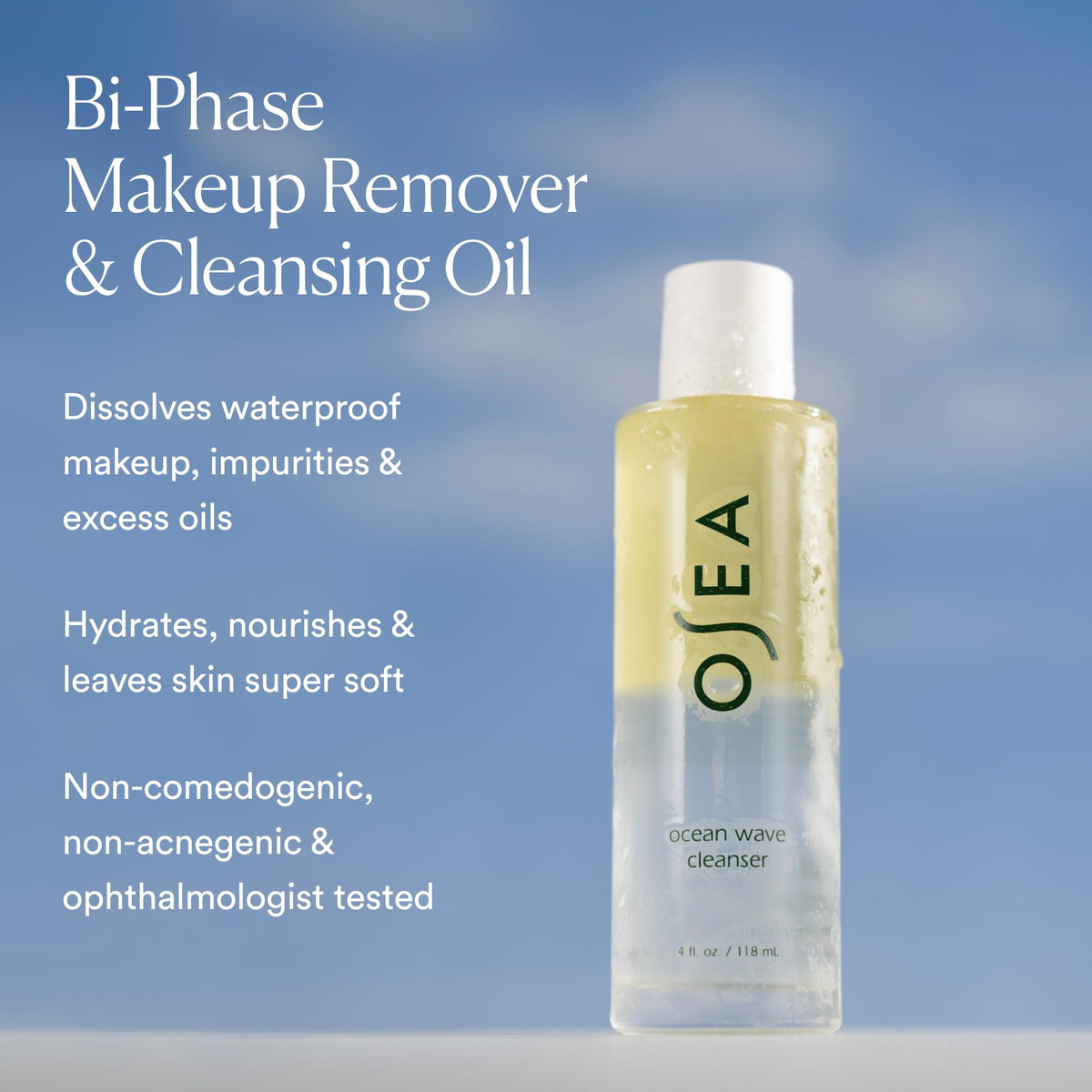 OSEA texture drops of bi‑phase oil demonstrating lightweight hydrating feel