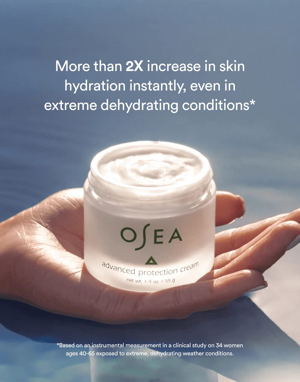 OSEA packaging label close-up showing clean-beauty claims and ingredient clarity