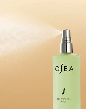 OSEA close-up of toner droplets and texture on skin illustrating lightweight absorption and dewy finish