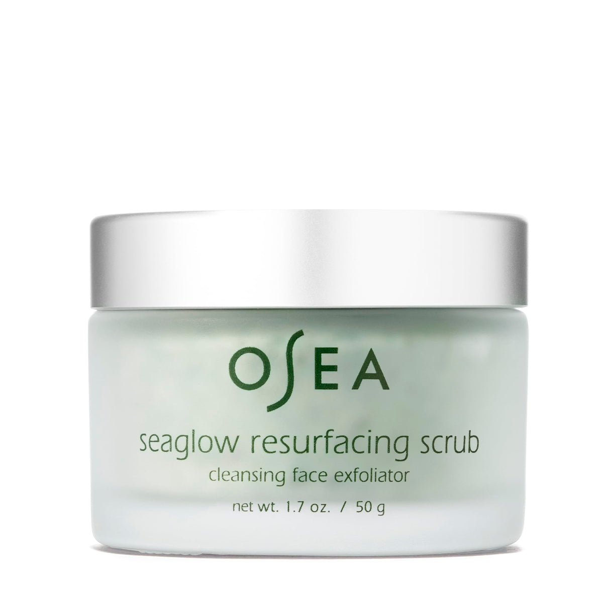 OSEA front packaging of Seaglow scrub showing tube and branding benefit gentle resurfacing