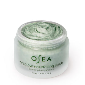 OSEA closeup of whipped marshmallow texture highlighting smooth exfoliating cream benefit