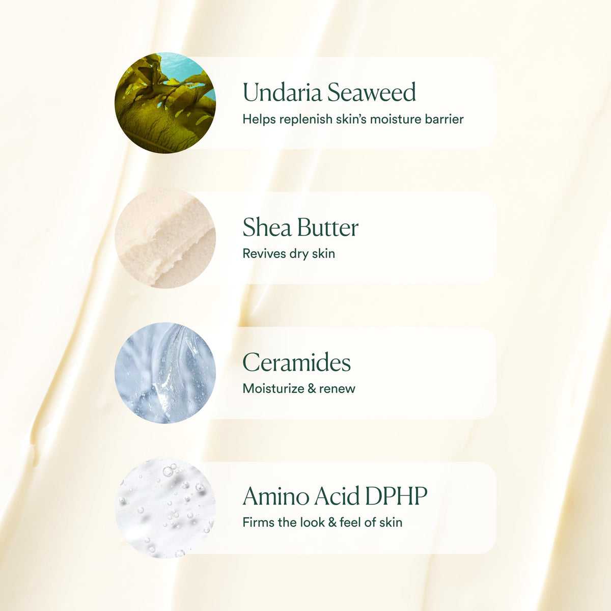 OSEA body butter being smoothed on arm for immediate softening benefit