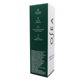 OSEA bottle on bathroom shelf showing clean, sustainable aesthetic benefit