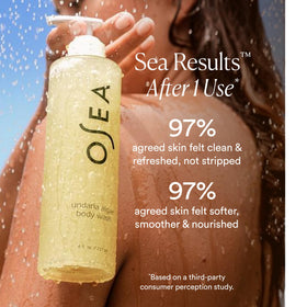 OSEA creamy lather close-up demonstrating gentle cleansing benefit