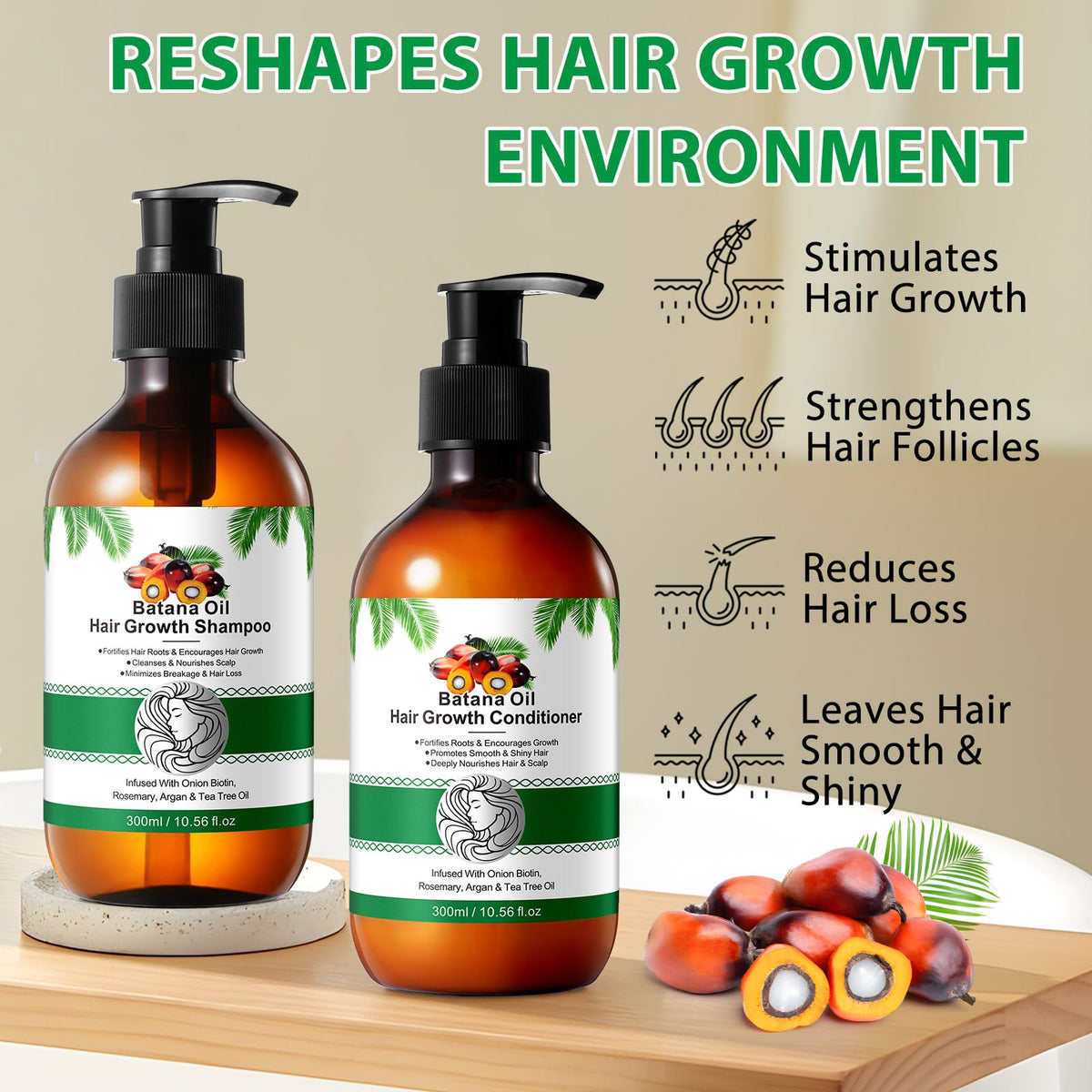 O.SECERT bottles on bathroom shelf conveying an everyday haircare routine