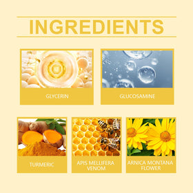 OSFRIAGE product label close-up listing ingredients like bee venom and MSM