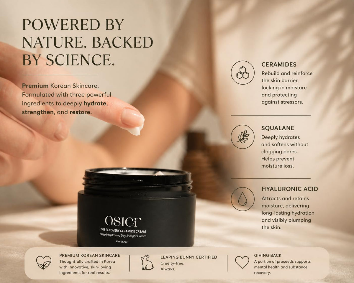 Osier cream in hand being applied for barrier repair and soft skin