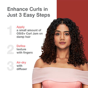 OSiS+ applying balm to damp hair for defined curls and better manageability