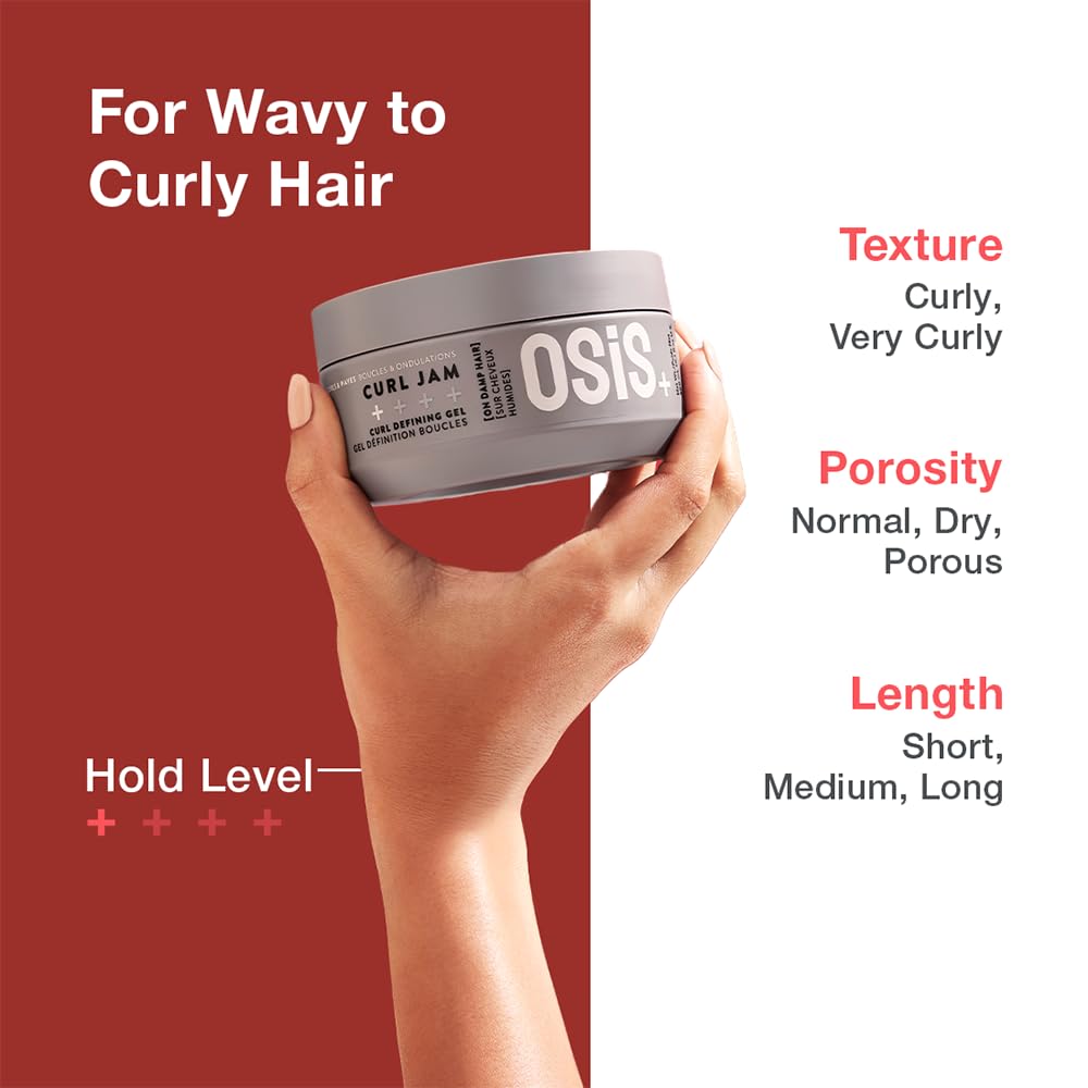 Finished shiny curls styled after OSiS+ Curl Jam application for natural bounce