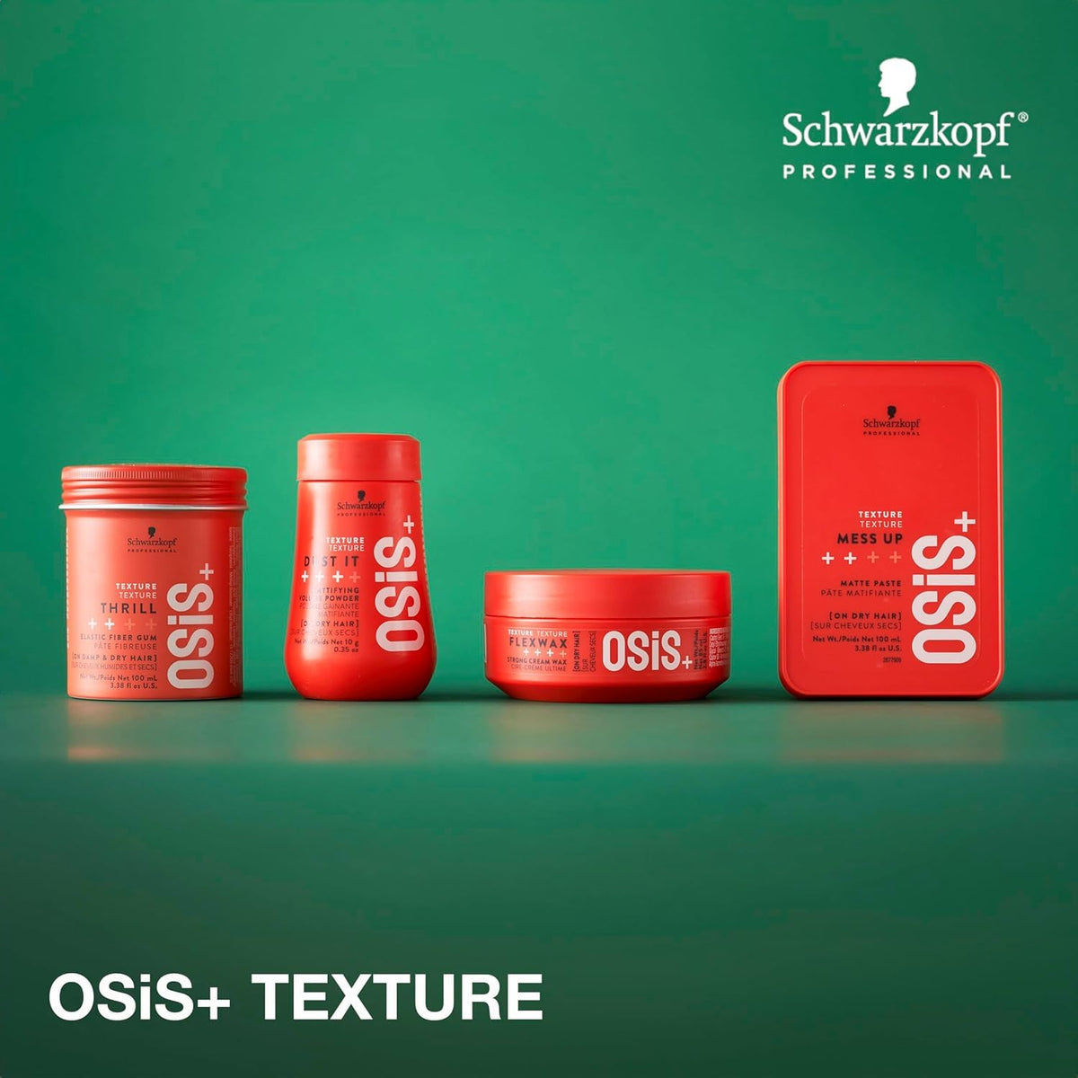 OSiS+ surrounded by comb and clips illustrating professional styling support