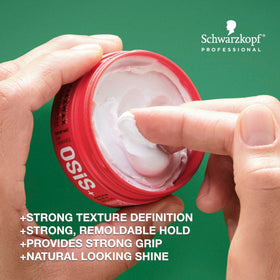 OSiS+ Flexwax on hands being worked through hair for easy application and reworkability