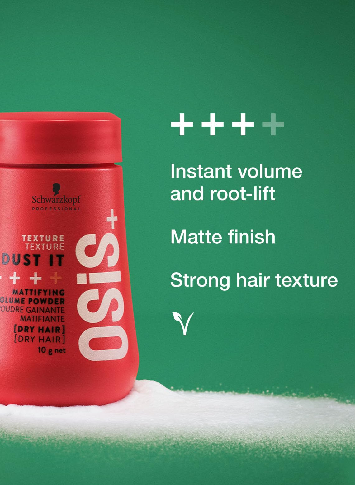 OSiS+ Dust It being applied on fingertips demonstrating quick root-lift benefit