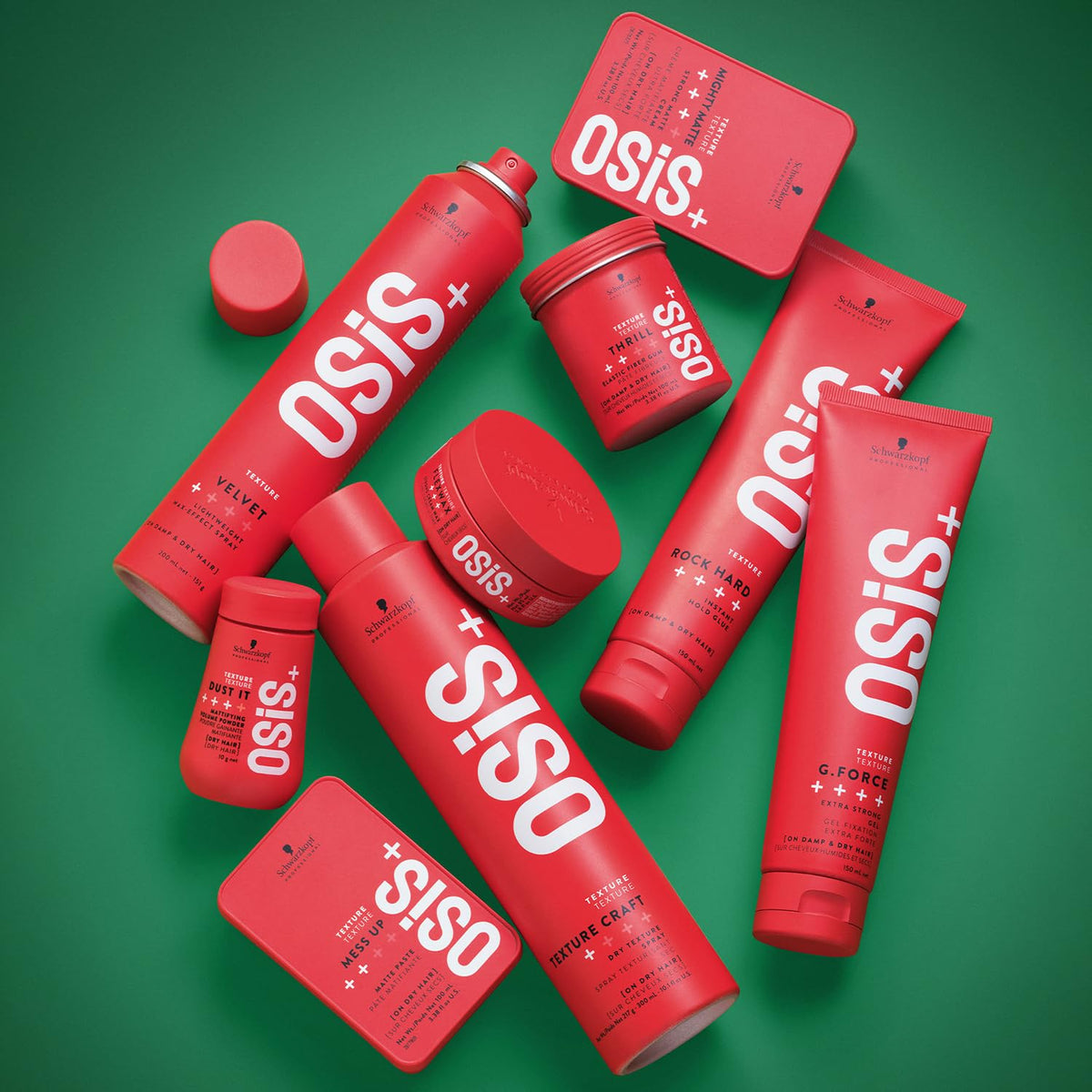 OSiS+ Dust It styled hair lifestyle shot showing textured matte finish and style control