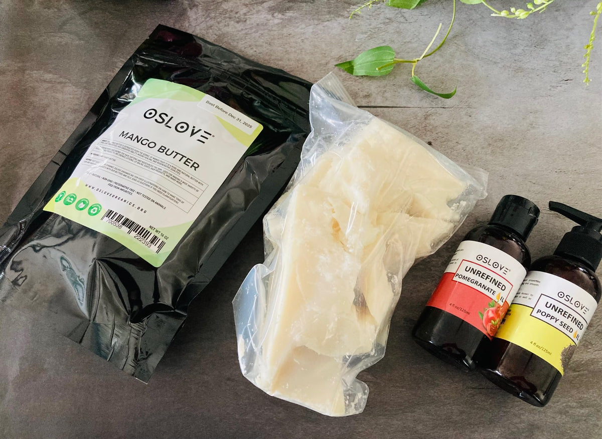 Oslove Organics jar with spoon scooping butter for easy DIY mixing