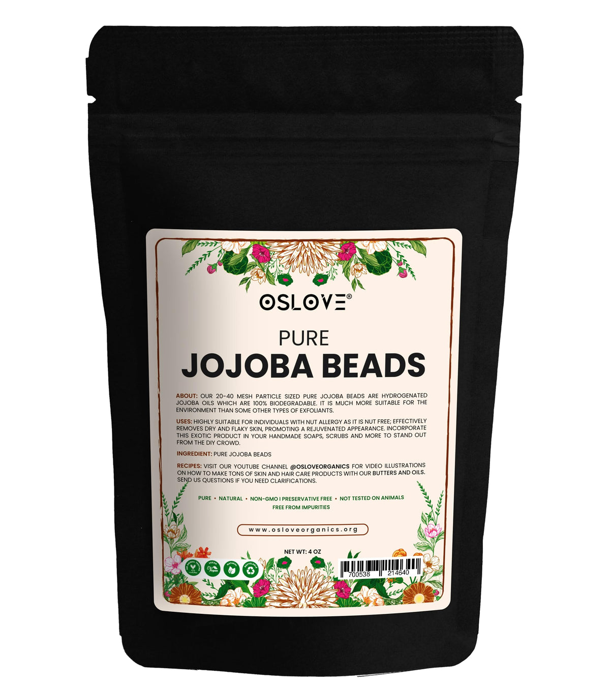Oslove Organics beads poured out to show bead shape and biodegradable benefit