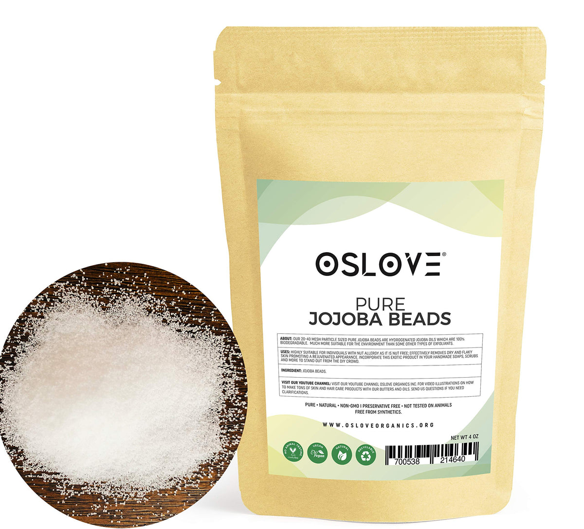 Oslove Organics jar front packaging showing product and size benefits