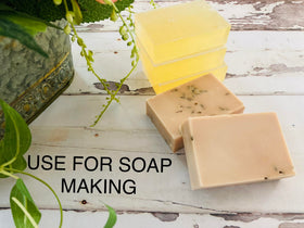 Bar soap embedded with Oslove Organics beads demonstrating exfoliation benefit