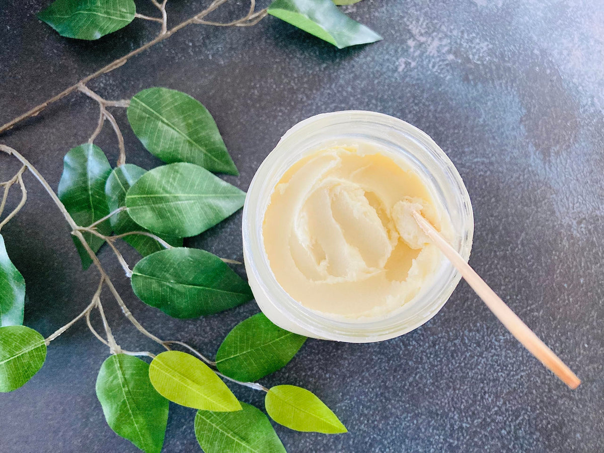 Oslove Organics butter used in lip balm preparation showing conditioning benefit