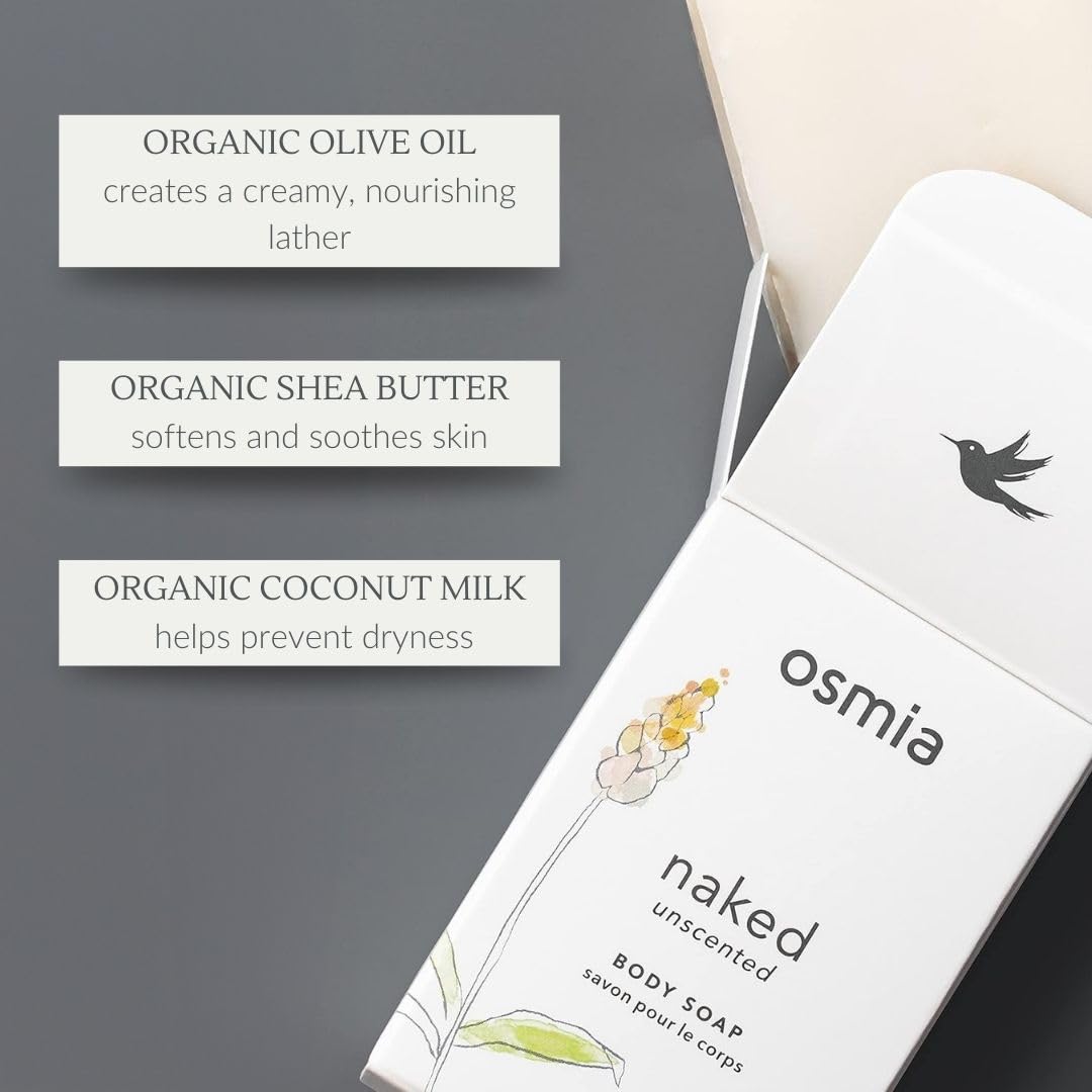 Osmia bar next to coin for scale and portable 4 oz convenience
