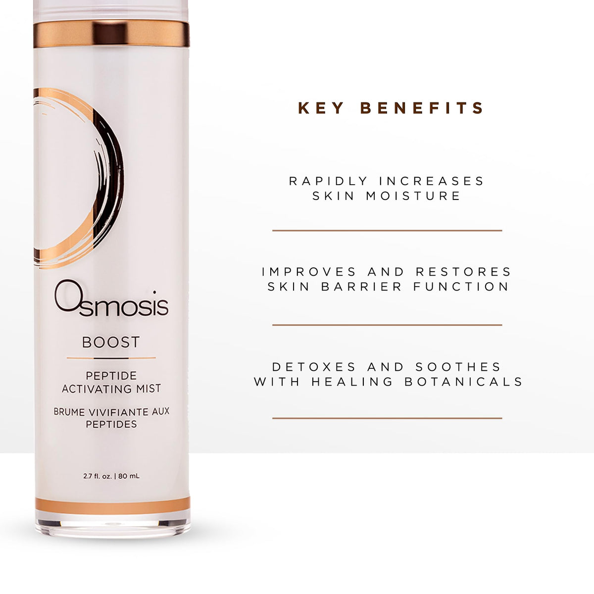 OSMOSIS label detail highlighting peptides and hyaluronic acid benefits