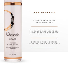 OSMOSIS label detail highlighting peptides and hyaluronic acid benefits