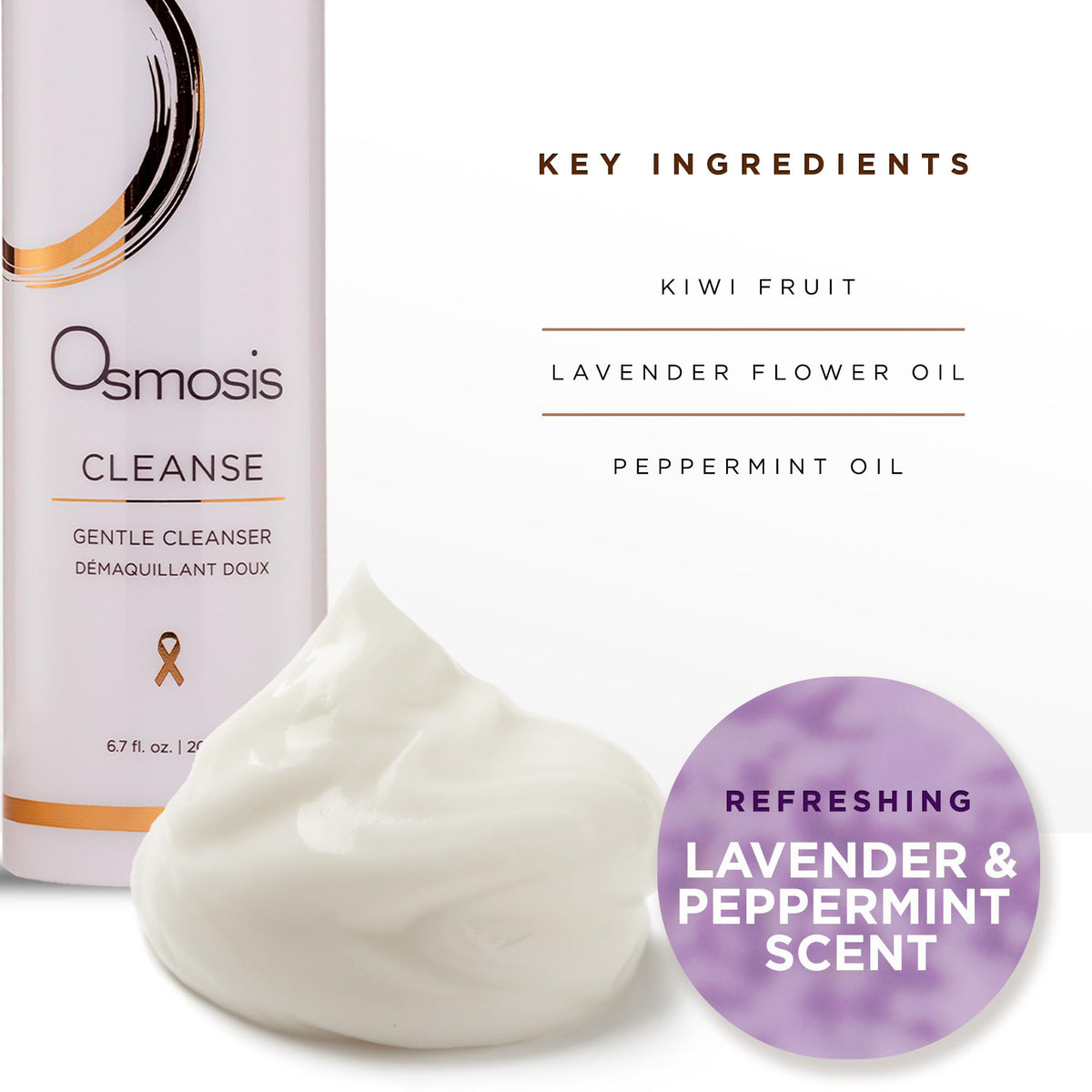 OSMOSIS gel texture close-up showing smooth formula and gentle cleanse benefit