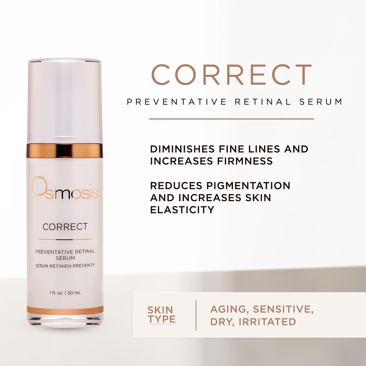 OSMOSIS pump dispensing serum, illustrating precise easy application benefit