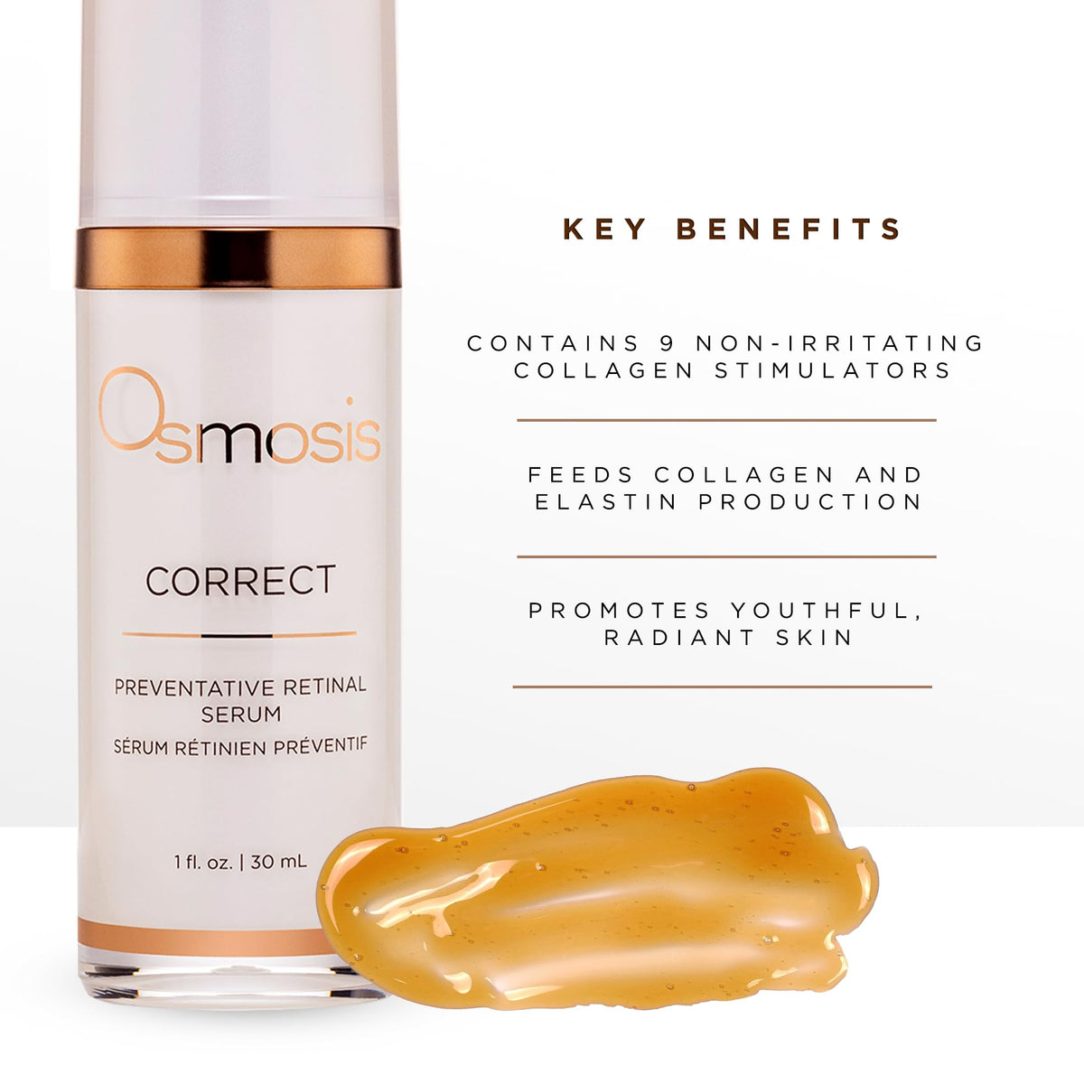 OSMOSIS serum texture on fingertip highlighting lightweight fast-absorbing benefit