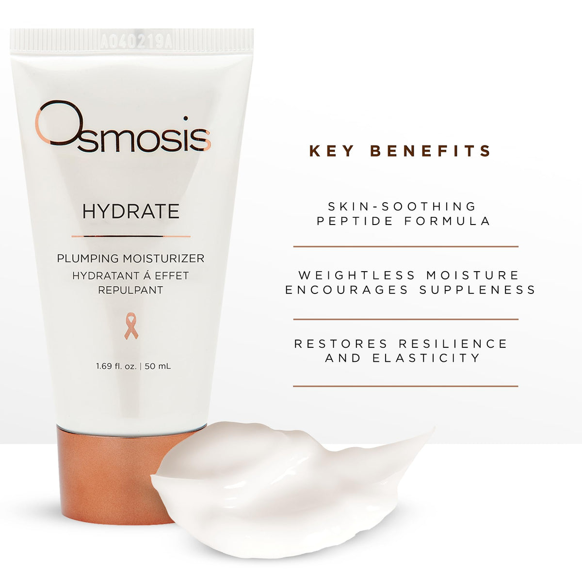 OSMOSIS hyaluronic acid ingredient display illustrating targeted hydration benefits